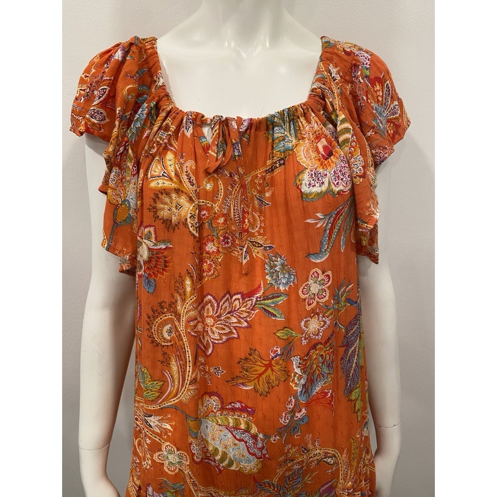 Nicole Miller Dress Orange Paisley Mini Dress Beach Resort Wear Belted SZ XS - Picture 2 of 11